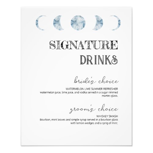 Moon Phases Signature Drinks Wedding Bar Poster