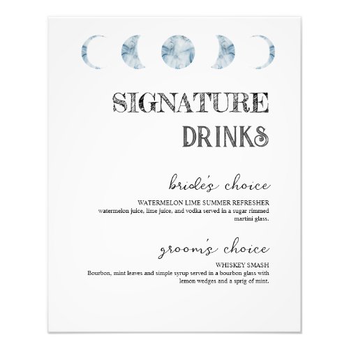Moon Phases Signature Drinks Wedding Bar Poster
