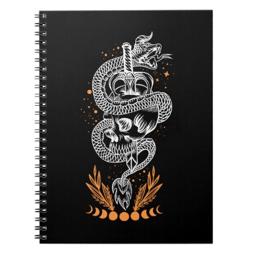 Moon Phases Snake Skull Sword Occult Notebook