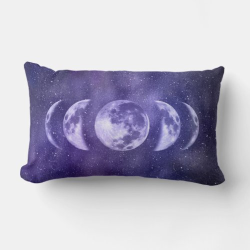 Moon Phases Space Pattern Bohemian Lumbar Pillow