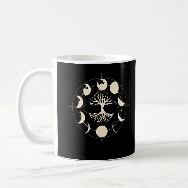 Moon Phases Spiritual Tree Astronomy Crescent Coffee Mug (Left)