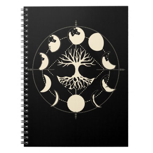Moon Phases Spiritual Tree Astronomy Crescent Notebook