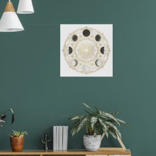 Moon Phases Sun Mandala Art Print Celestial Wall