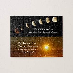 Moon Phases Sunrise Inspirational Quote Jigsaw Puzzle