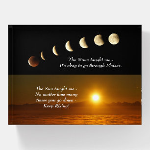 Moon Phases Sunrise Inspirational Quote Paperweight