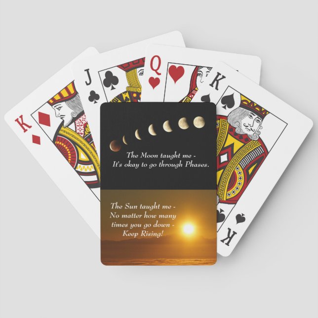 Moon Phases Sunrise Inspirational Quote Poker Cards (Back)