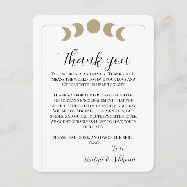 Moon Phases Thank You Reception Cards (Front)