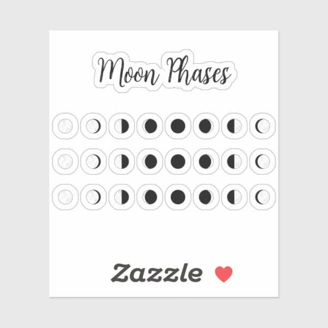 Moon Phases Tracker Lunar Cycles Mini Bujo Planner Sticker (Sheet)