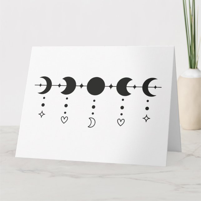 Moon phases with jewelry hoodie card (Front)
