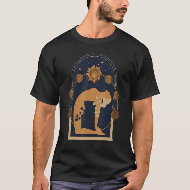 Moon Phases Yoga Camel Asana T-Shirt (Front)
