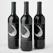 Moon Photo, Black and White Wine Label (Bottles)