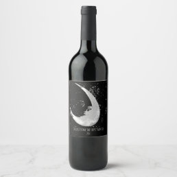 Moon Photo, Black and White Wine Label