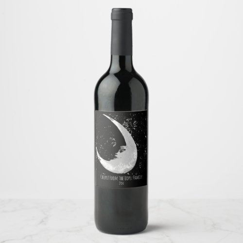 Moon Photo Black and White Wine Label