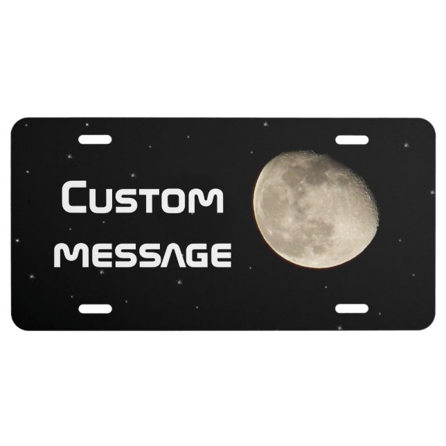 Moon Photo Starry Black Night Sky Space License Plate (Front)