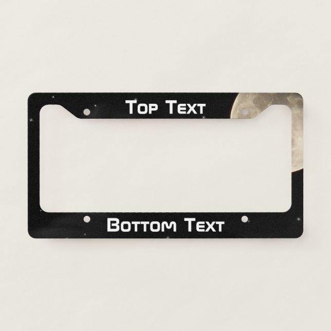 Moon Photo Starry Black Night Sky Space License Plate Frame (Front)