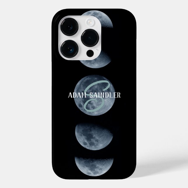 Moon Phrase Custom Name Black Galaxy Space Star Case-Mate iPhone Case (Back)