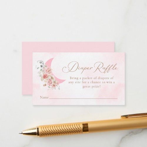 Moon Pink Girl Diaper Raffle Ticket Enclosure Card