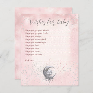 Moon Pink Wishes For Baby Card Baby Shower Game