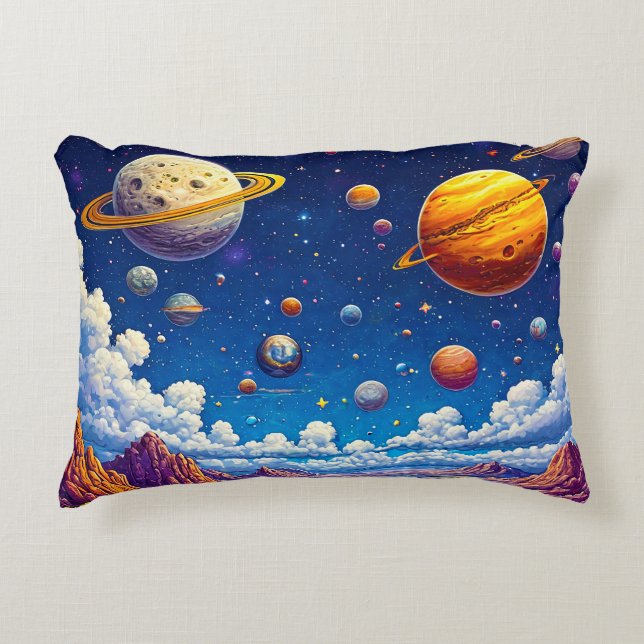 Moon planets galaxy accent pillow (Front)