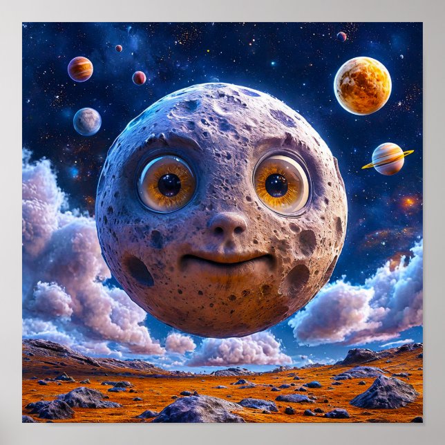 Moon planets galaxy poster (Front)