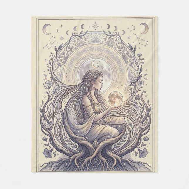 Moon Priestess Goddess Fleece Blanket (Front)