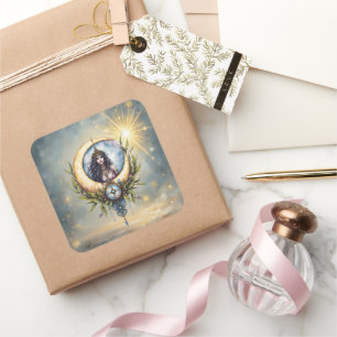 Moon Priestess – Keeper of the Celestial Balance. Square Sticker