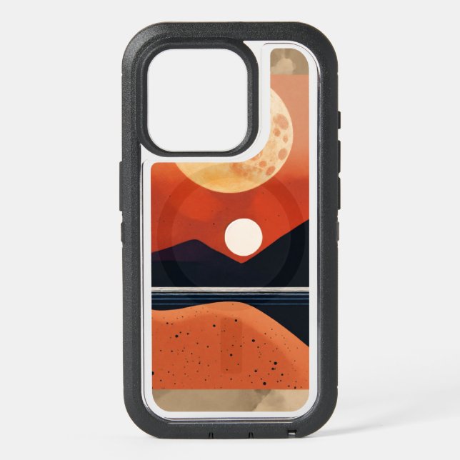 Moon Profile & Memento Mori – Halftone Pattern  iPhone 15 Pro Case (Back)
