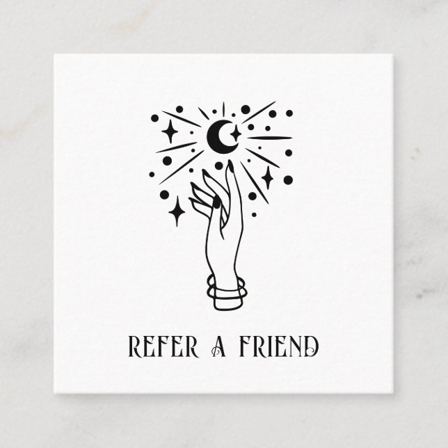 MOON PSYCHIC MEDIUM PALM READING REFER FRIEND SQUARE BUSINESS CARD (Front)
