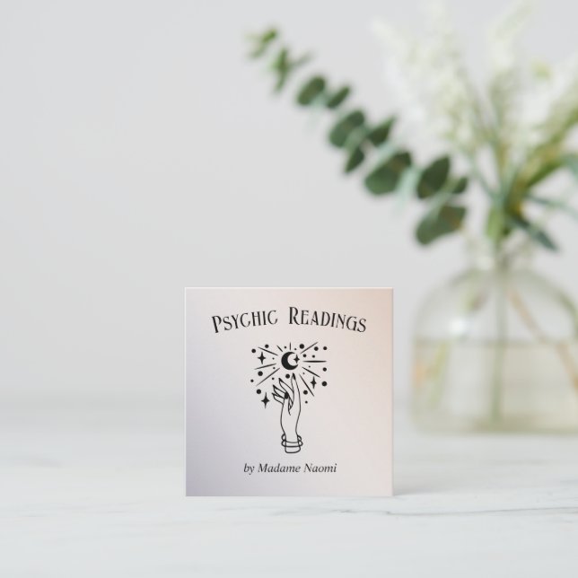 MOON PSYCHIC PALM READING FORTUNE TELLER LUMINOUS SQUARE BUSINESS CARD (Standing Front)