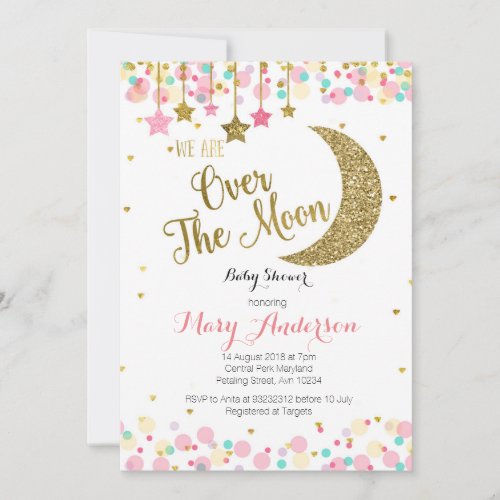 Moon Rainbow Baby Shower Invitation