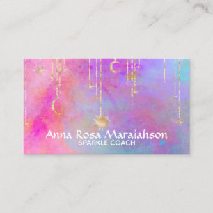 *~* Moon Rainbow Gold Sparkle Glitter Sun Business Card