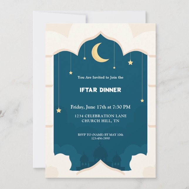 Moon ramadan iftar invitation (Front)