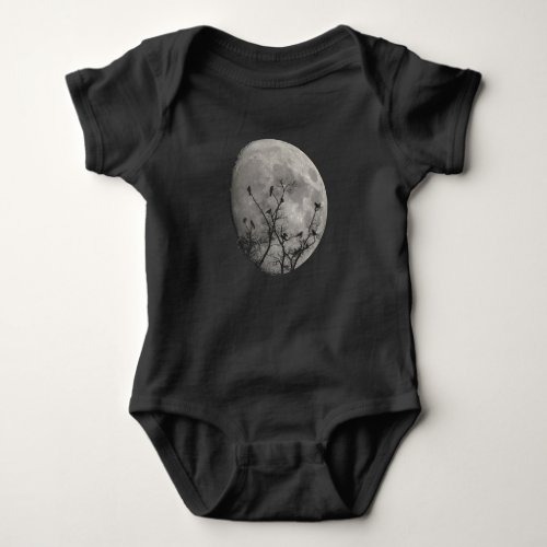 Moon Raven Gothic Crows Silhouette Baby Bodysuit