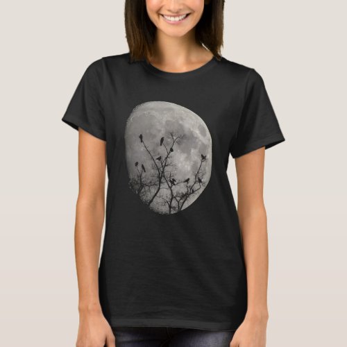 Moon Raven Gothic Crows Silhouette T_Shirt