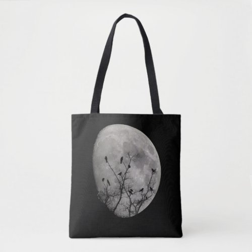Moon Raven Gothic Crows Silhouette Tote Bag