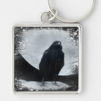 Moon Raven Keychain by Bltshw at Zazzle
