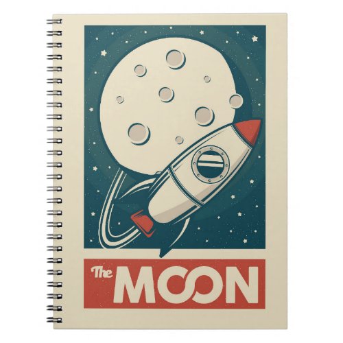 Moon Retro Galaxy Rocket Notebook