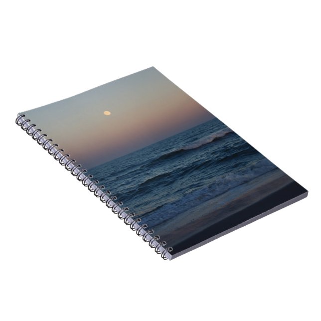 Moon Rise Over The Ocean #4705- Notebook (Right Side)