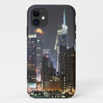 Moon Rises Over Midtown New York. Iphone 11 Case by iconicnewyork at Zazzle