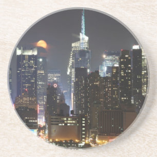Moon rises over midtown New York. Coaster