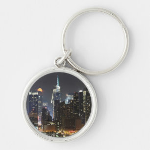 Moon rises over midtown New York. Keychain