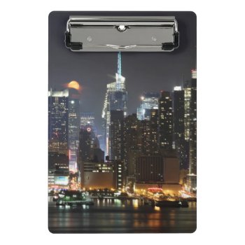 Moon Rises Over Midtown New York. Mini Clipboard by iconicnewyork at Zazzle