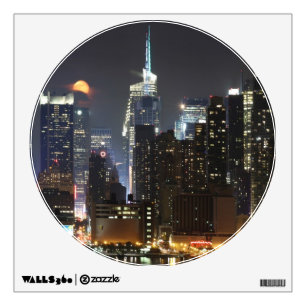 Moon rises over midtown New York. Wall Decal