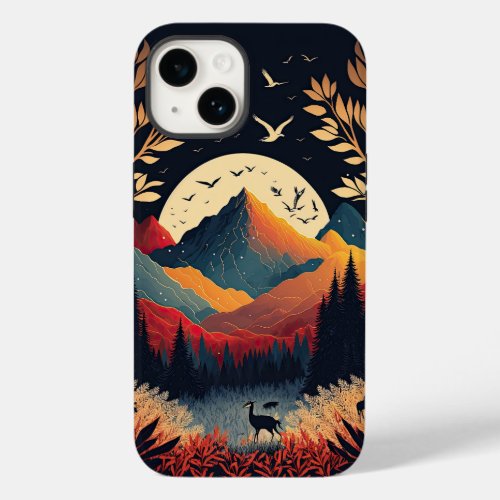 Moon Rising Behind Colorful Mountains and Meadow Case_Mate iPhone 14 Case