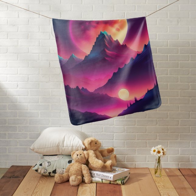 moon rising between the mountains baby blanket (In Situ)