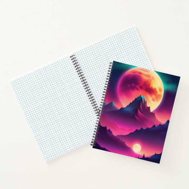 moon rising between the mountains notebook (Inside)