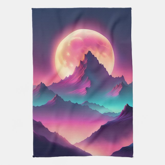 moon rising kitchen towel (Vertical)