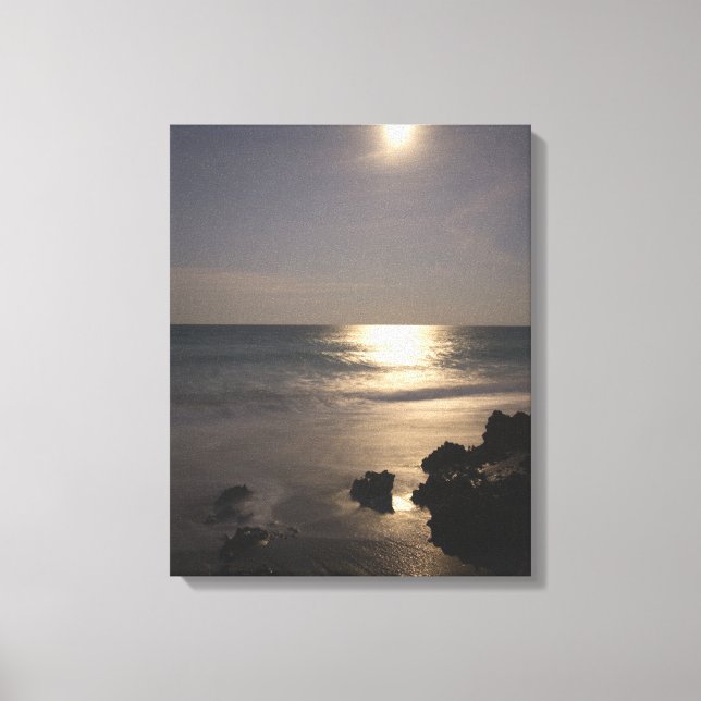Moon Rising Over Ocean Canvas Print (Front)