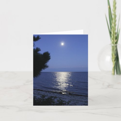 Moon Rising Over Ocean Note Card