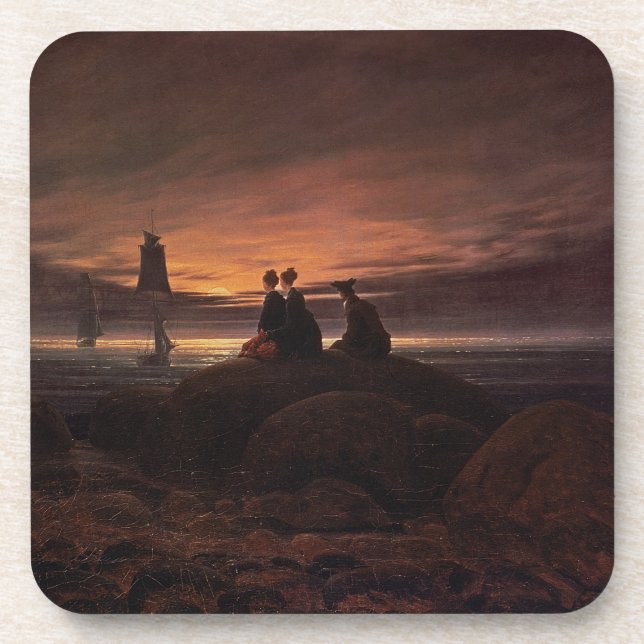 Moon Rising Over the Sea, 1822 (oil on canvas) Drink Coaster (Front)